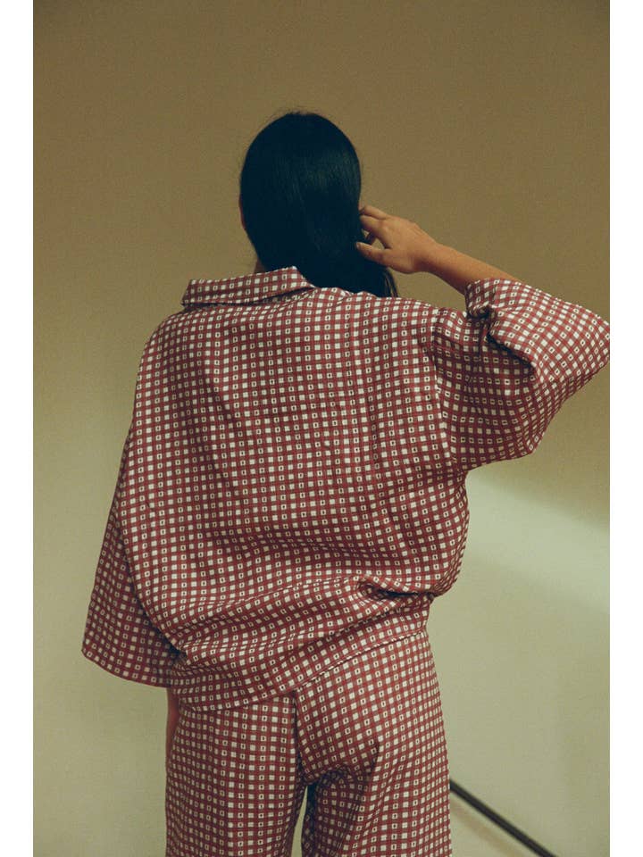 Nénés - Wholesale Button Down Shirt - Women's - Mimosa Vichy Bordeaux Shirt4