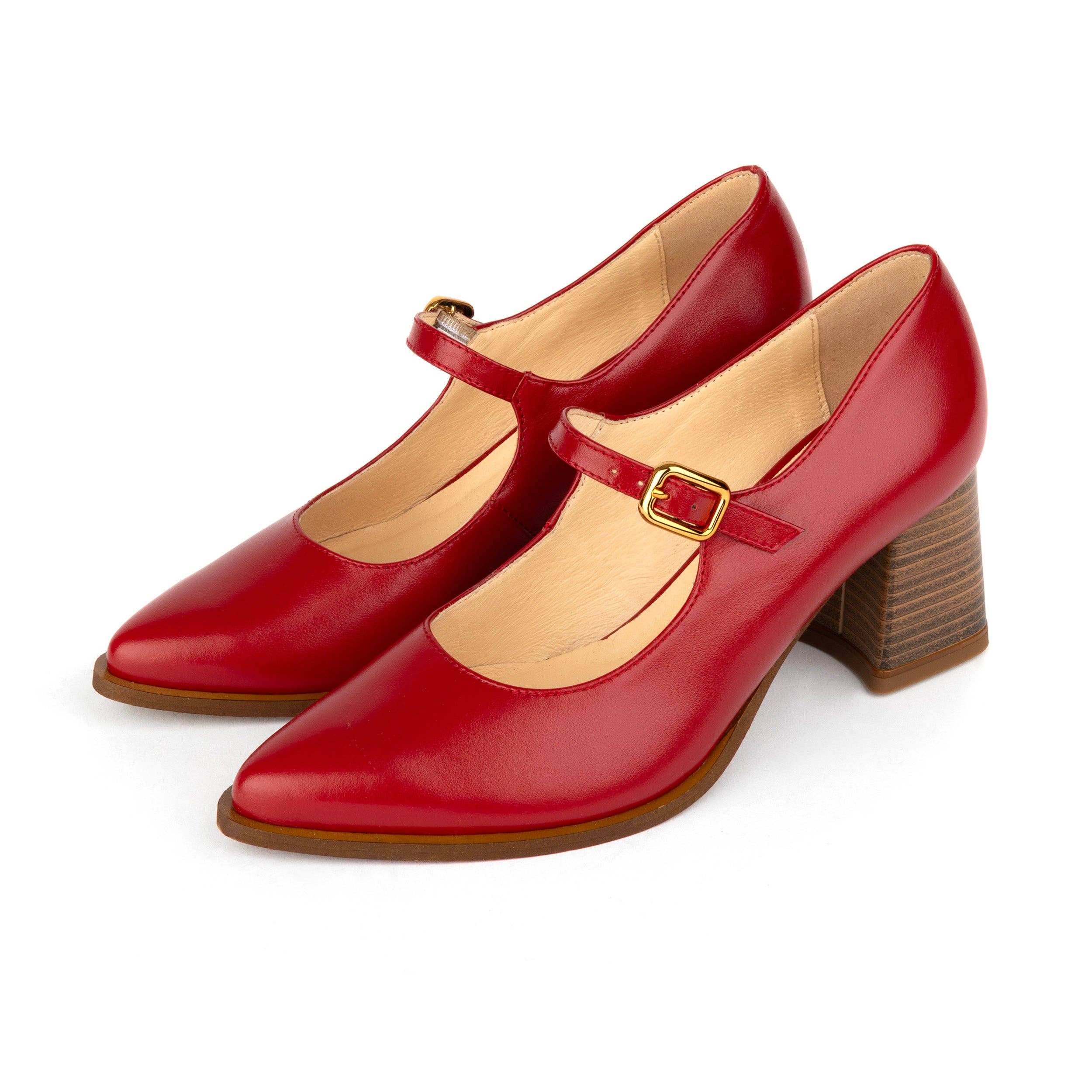 Embassy London – wholesale Low heels – Women′s – Hyde - Red - Women's Leather Mary Jane Pump9