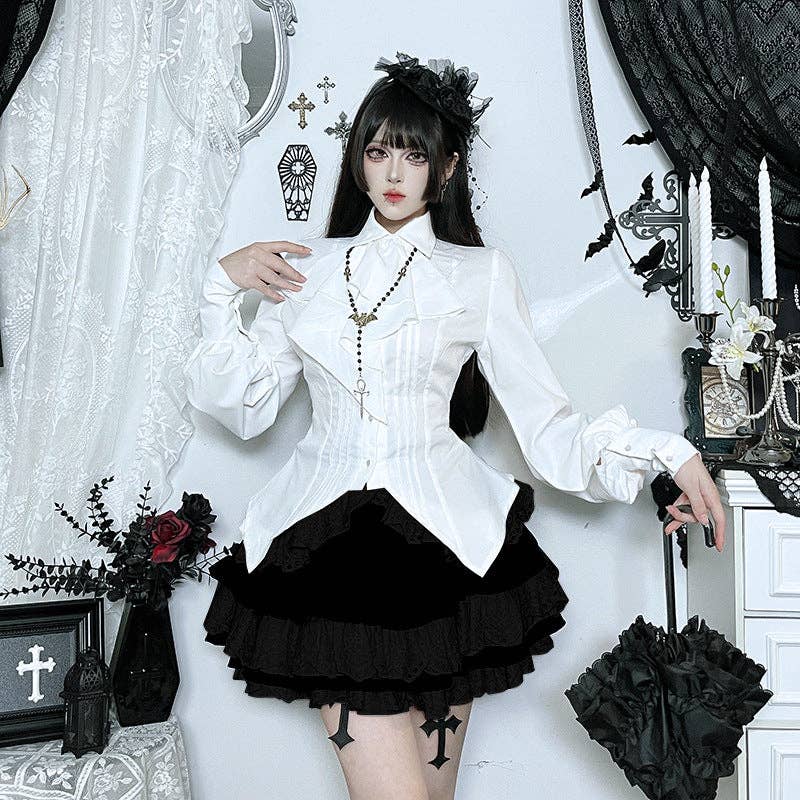 SALINA TRADING INC – Engroshandel Skjorte med buttondown – til kvinder – Gotisk lanterneærmebluse stilfuld afslappet top2