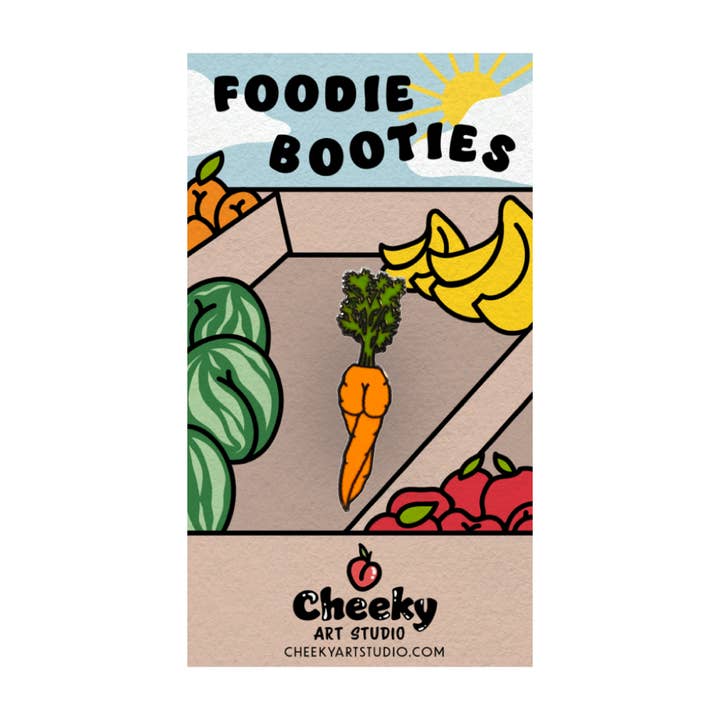 Cheeky Art Studio - Wholesale Lapel Pin/Button - Carrot Booty Hard Enamel Pin0