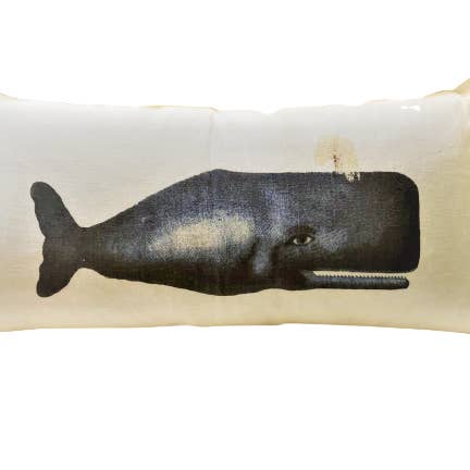 Ox Bow Decor - Wholesale Lumbar Pillow - Sperm Whale Extra Large Lumbar Pillow - Linen & Sunbrella