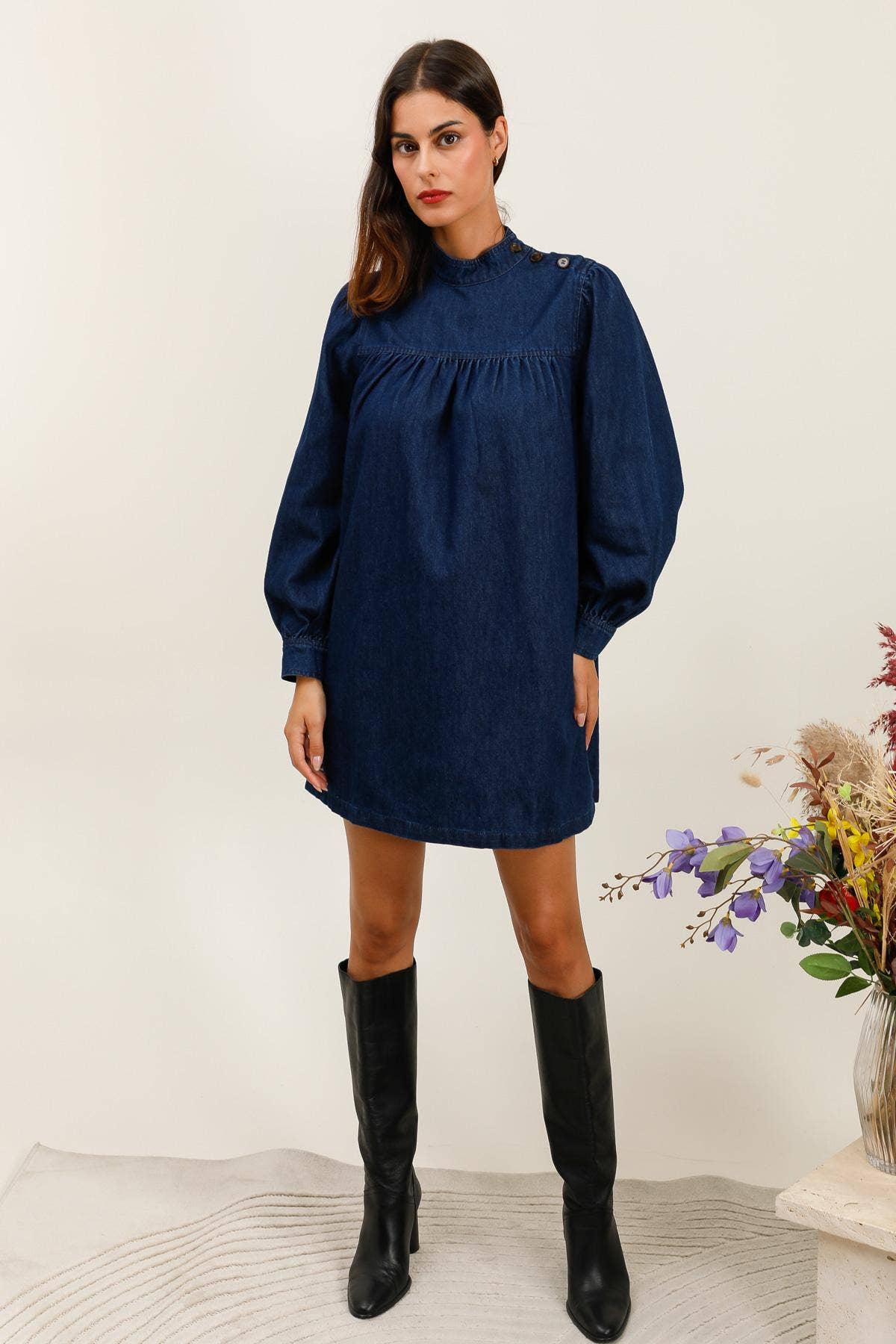 Dark Blue 5858 DENIM DRESS for wholesale on Faire1