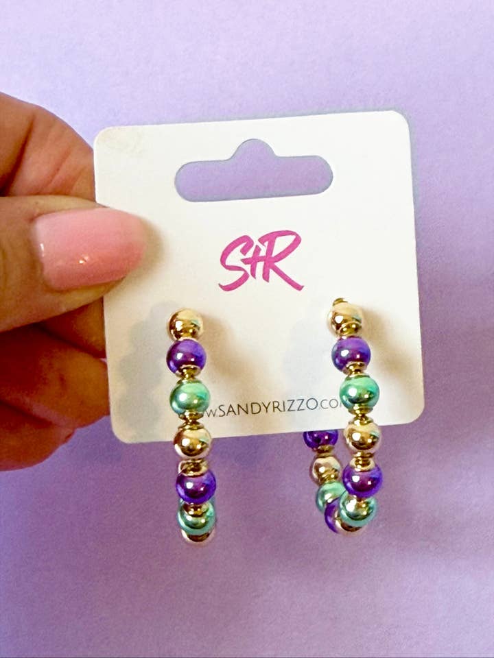 Mardi Gras Beaded Hoops for wholesale by Sandy + Rizzo