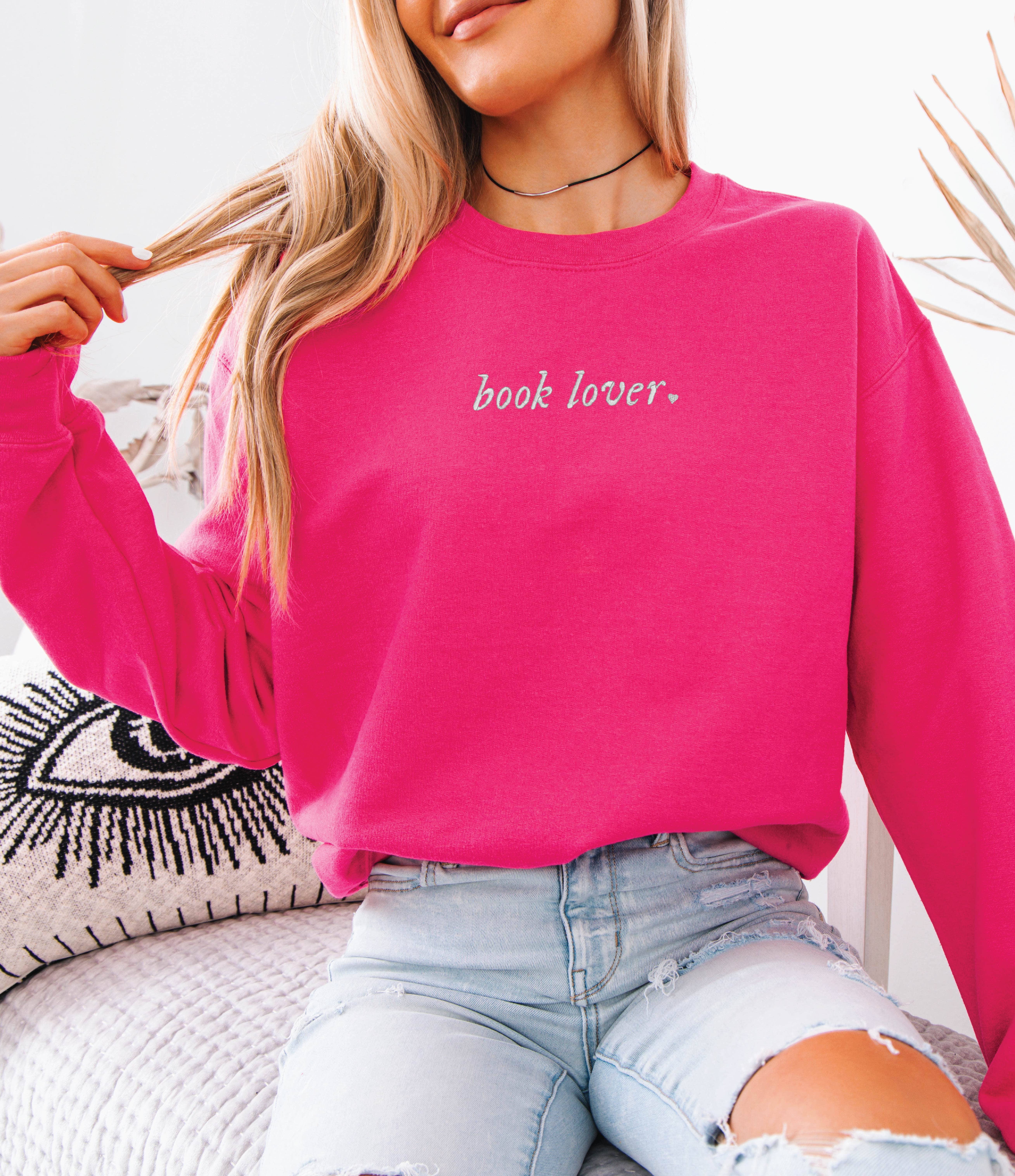 P E T I T R U E - Wholesale Sweatshirt - Women's - EMBROIDERED Sweatshirt Book Lovers Valentines Day Bookish 4