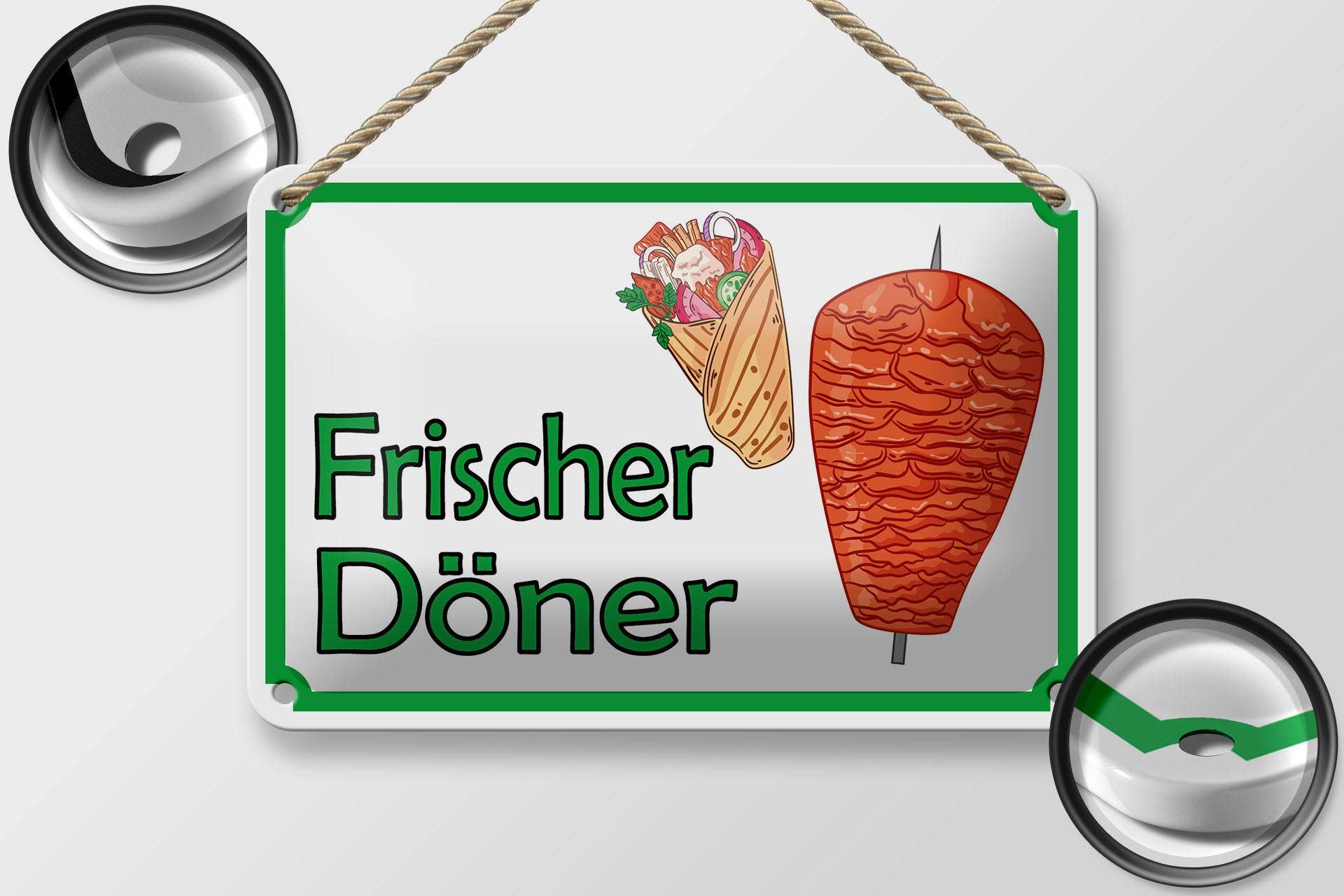Femer - Vente Pancarte - Panneau en étain avec note, 18 x 12 cm, Fresh Doner, décoration de restaurant1