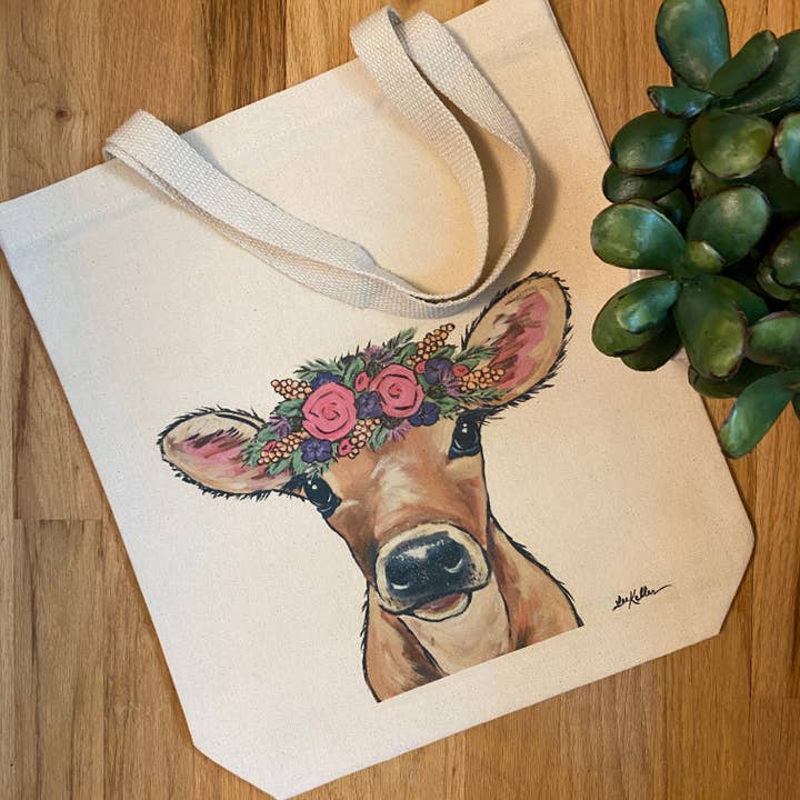 Hippie Hound Studios - Venta al por mayor Bolsa de asa- Mujer - Bolso de mano con refuerzo, bolsa de vaca 'Bambi', regalo de amante de vaca