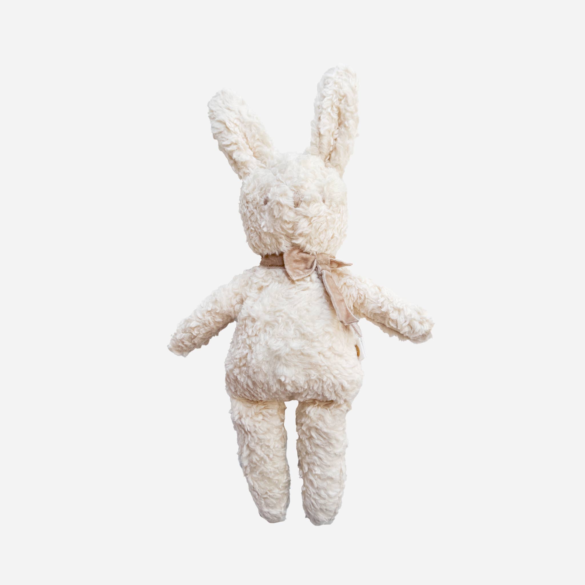 Plush Bunny Taupe Velvet Bow Baby Kid Organic Neutral for wholesale on Faire