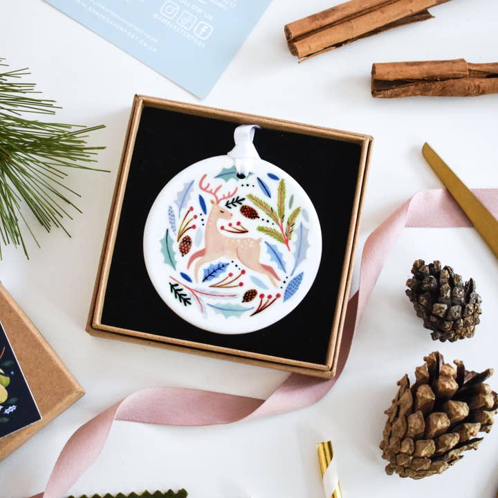 Amber Davenport Art - Wholesale Ornament - Reindeer Christmas Ornament
