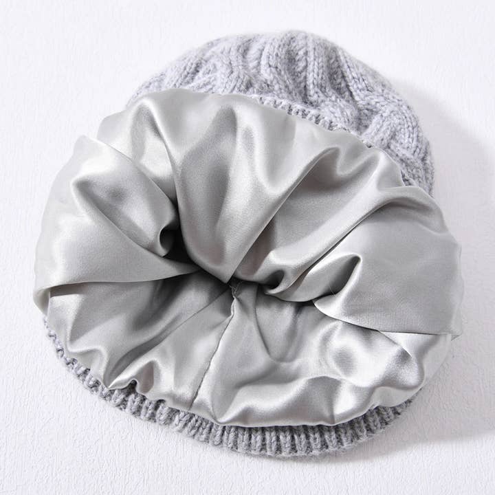 preneLOVE - Wholesale Beanie - Women's - Louise Satin Lined Hat - Classic Cable Knit Design