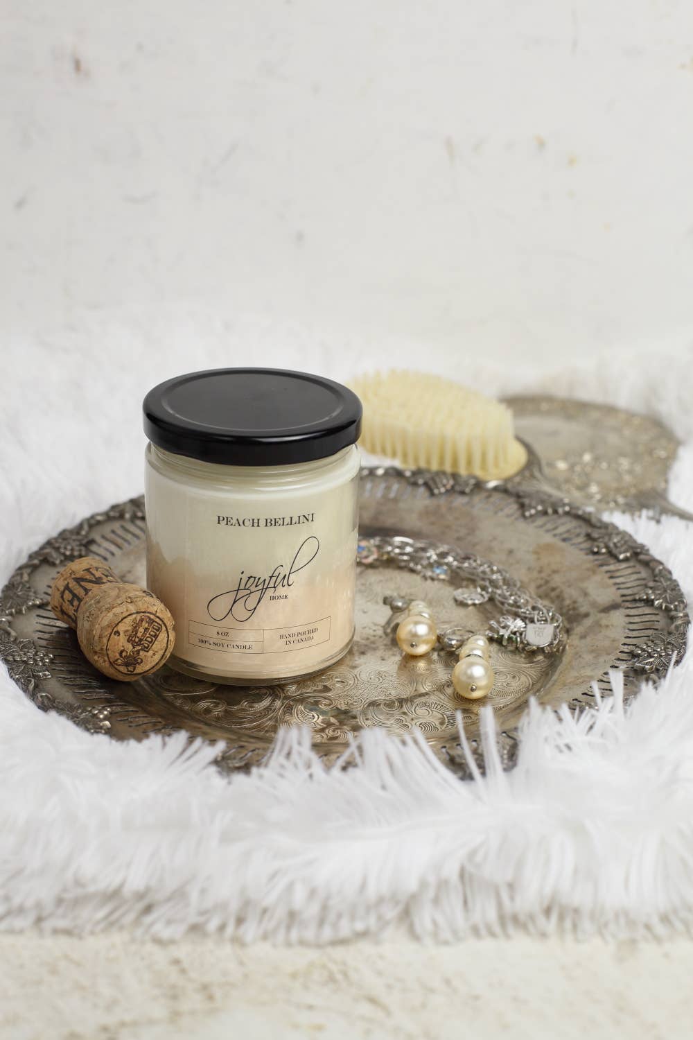 Joyful Home Inc. - Vente Bougie en bocal - Bougie de soja Pêche Bellini 8 oz