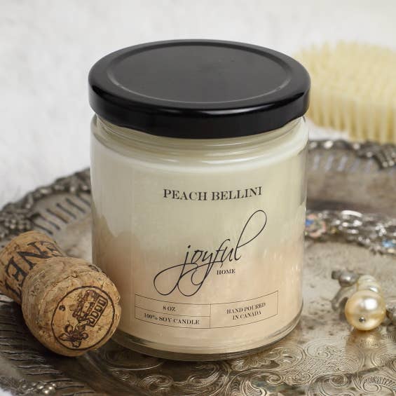 Joyful Home Inc. - Vente Bougie en bocal - Bougie de soja Pêche Bellini 8 oz0