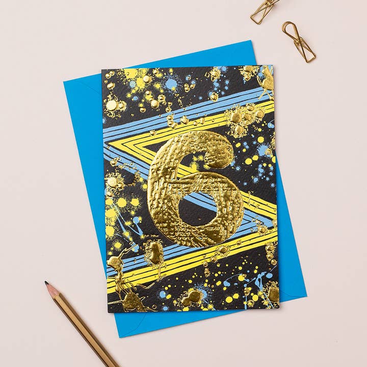 Age 6 Boys Birthday card for wholesale by Apple & Clover