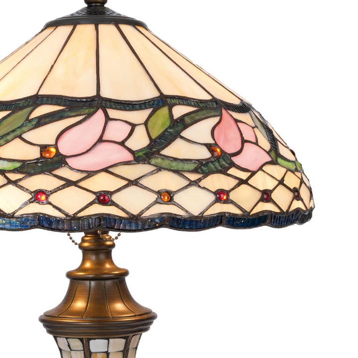 Clayre & Eef – wholesale Accent-/skrivbordslampa – 5LL-5774 Bordslampa Tiffany Ø 40x60 cm Beige Rosa Glas