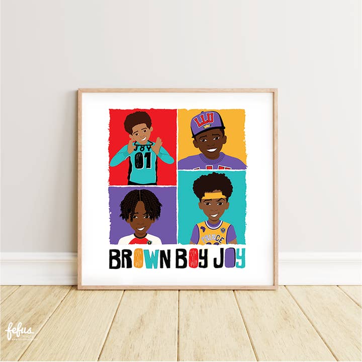 4 BROWN BOY JOY Wall Art | Fefus Designs for wholesale by Fefus Designs