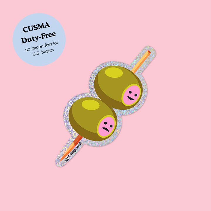 Happy/Sad Olives - Glitter Vinyl Sticker for wholesale by Lucky Goods Paper