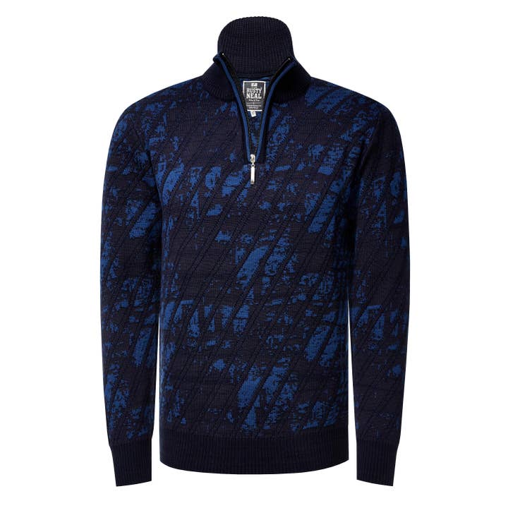 Fine knit with 1/2 zipper stand-up collar sweater 13444 for wholesale by Rusty Neal