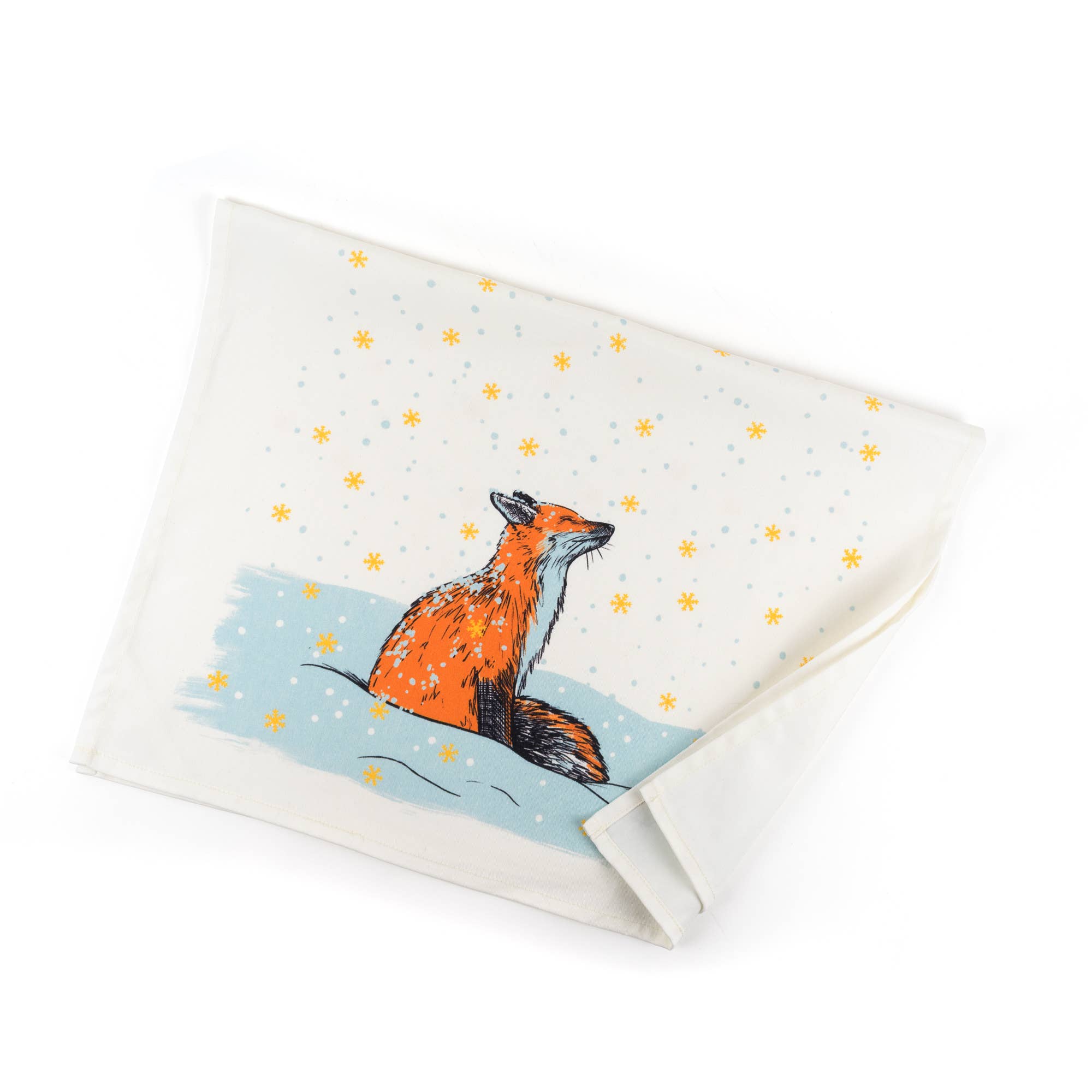 Porchlight Press Letterpress - Wholesale Tea Towel - Magical Fox Holiday Tea Towel1
