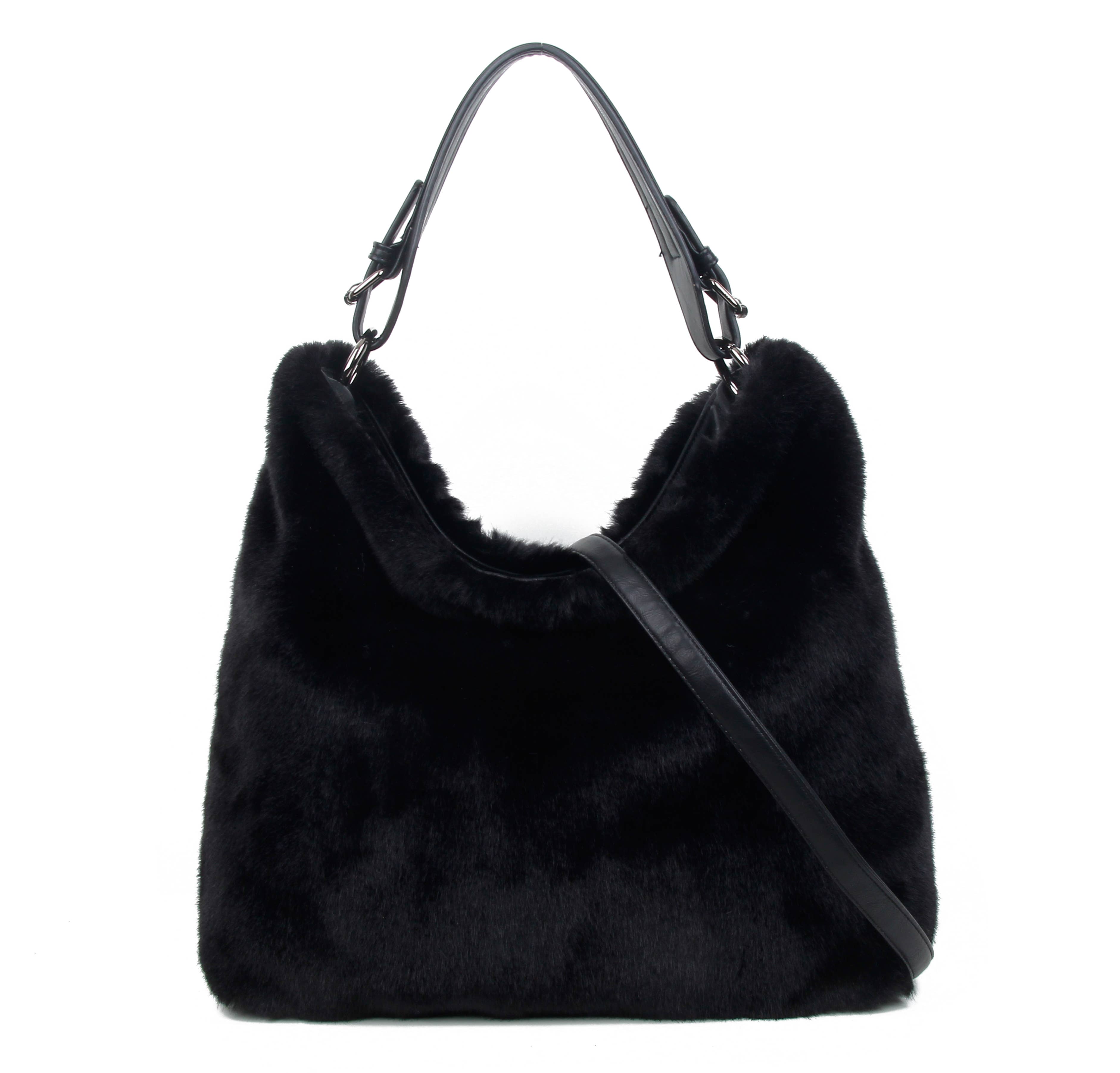 Papaya Fashion Ltd – wholesale Shoulder bag – women's – HF170433-Top handle faux fur handbag with top zip closure1