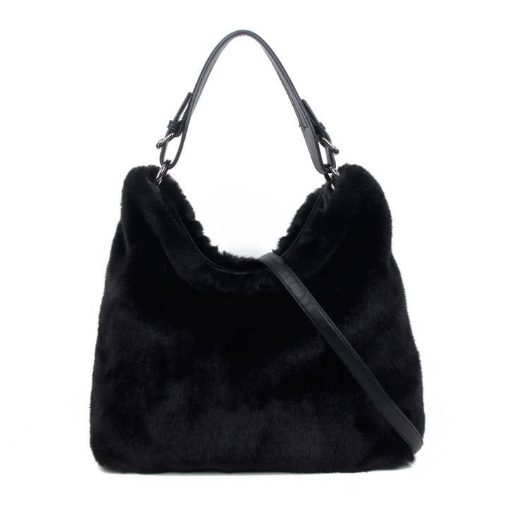 Papaya Fashion Ltd - Vente Sac porté épaule – femme - Sac à main en fausse fourrure avec poignée supérieure et fermeture éclair sur le dessus.1