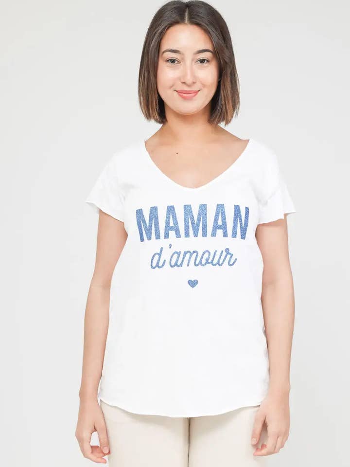 Bedrucktes T-Shirt 'Love Mom' von Mimi & Gogo für den Großhandel von Mimi & Gogo
