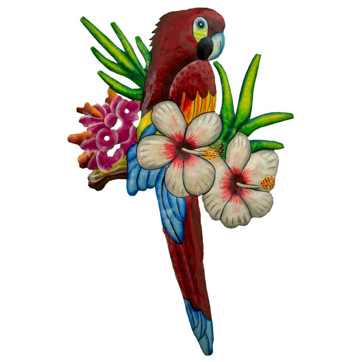 Painted Scarlet Macaw for wholesale by Le Primitif Galleries