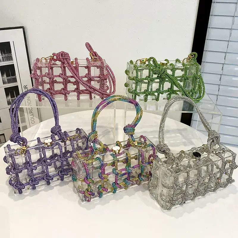 BAGS-2-SLAY – wholesale Clutch bag – women's – Crystal-Embellished Rope Acrylic Rhinestone Clutch3