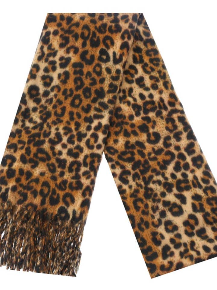 Leopard Pattern Fringe Oblong Scarf LVSC-093 for wholesale by anbfashion