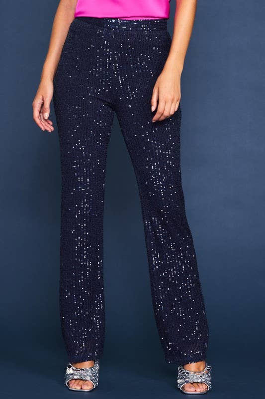 SKIES ARE BLUE - Wholesale Pants - Women's - Sequins Semi Flared Pants5