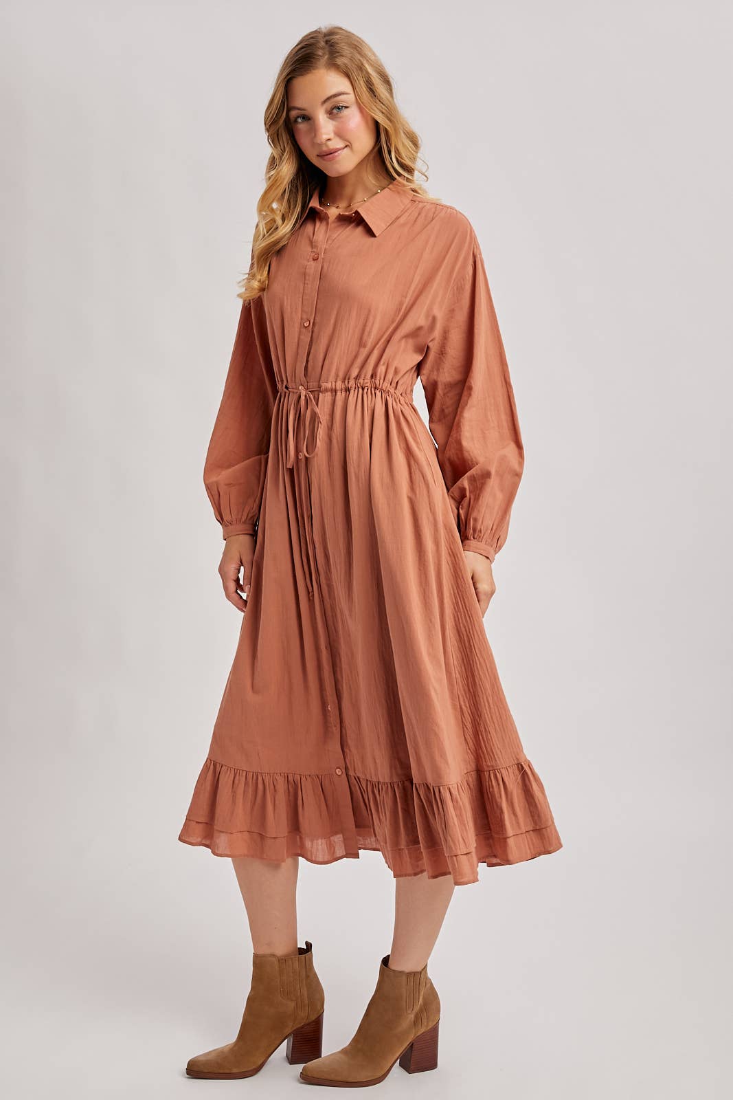 Bluivy - Wholesale Dress - Women's - RUFFLED MIDI OPEN DUSTER OR SHIRT DRESS5