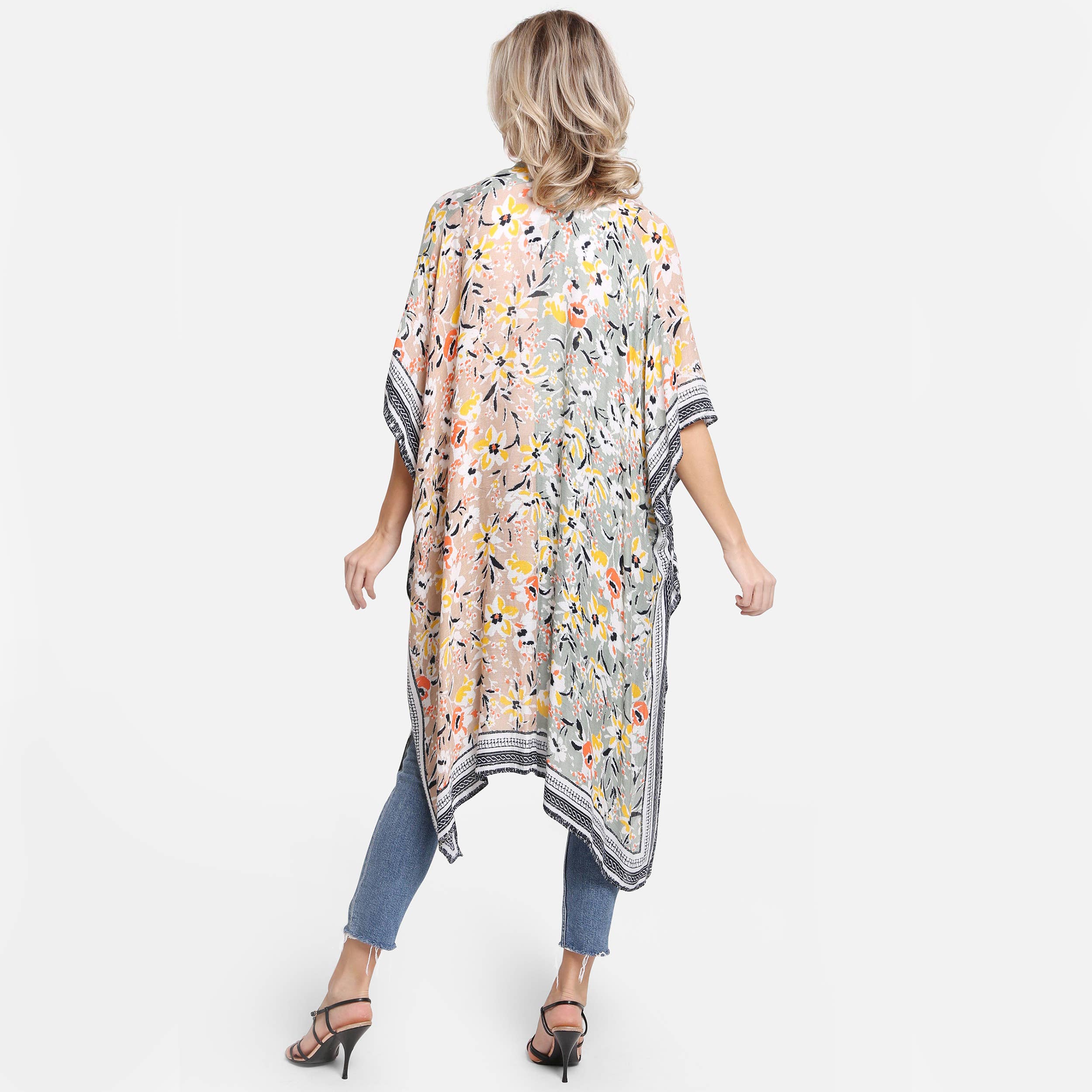 Hana - Vente Kimono – femme - Kimono d'été à imprimé floral multicolore7