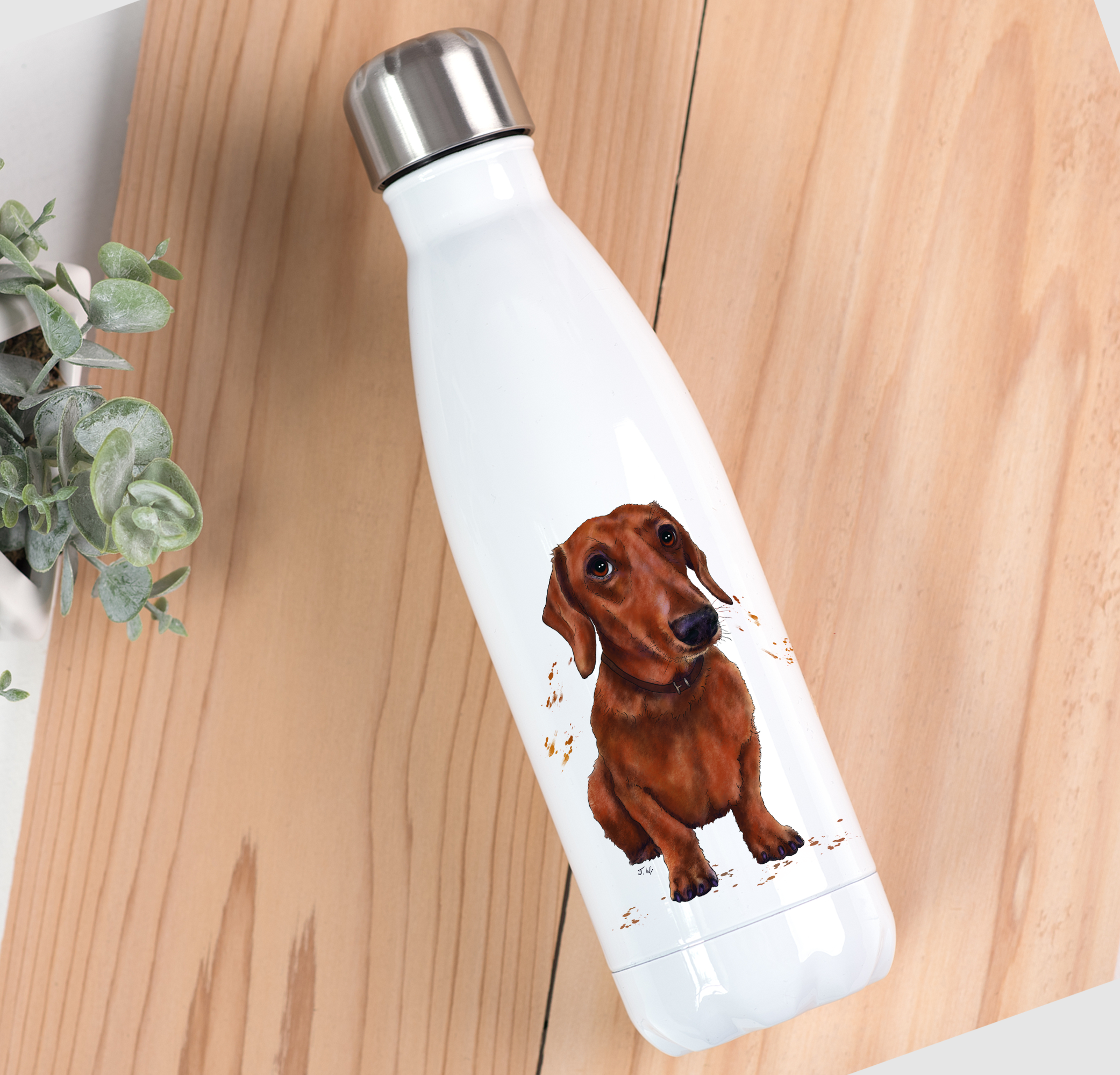 DoodlecardsBoutique – wholesale Water bottle – Dachshund Drinks Bottle0