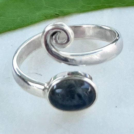 Labradorite Spiral Adjustable Ring- Sterling Silver, Indones for wholesale by Women's Peace Collection
