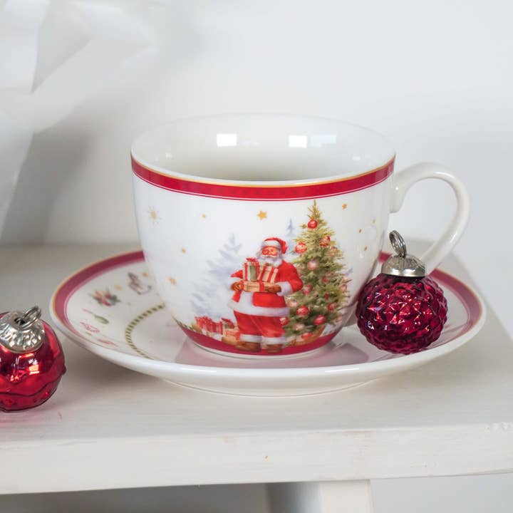 Porzellantasse mit Untertasse Happy Santa 250 ml Isabelle Rose für den Großhandel von Isabelle Rose