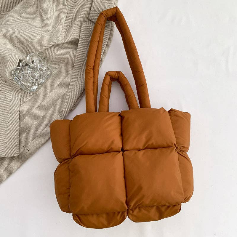 Dipped Shop - Wholesale Tote Bag - Women's - Simple Puffer Tote Bag Solid Color Soft Handbag DP80913