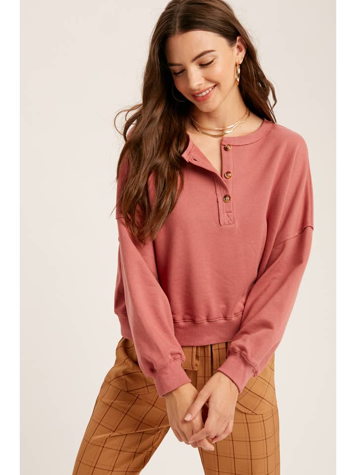 Listicle - Wholesale Knit Top - Women's - Henley Button Soft Knit Top LT11123