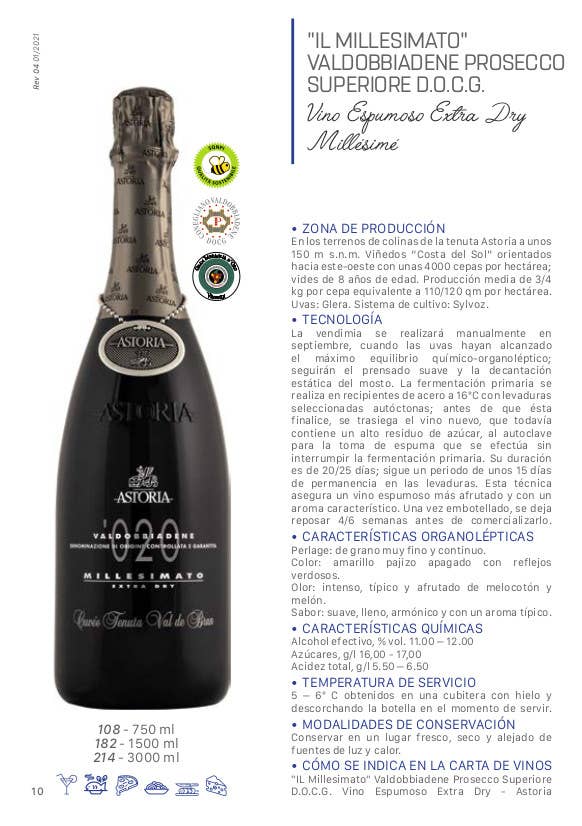 Metina SAS - Wholesale Champagne/Sparkling Wine - Mill.to Prosecco Sup.Valdobbiadene Astoria Magnum 1.5 liters6