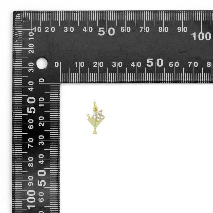 BestBeads&Beyond - Wholesale Individual Charm/Pendant - Gold Silver Flower Martini Glass Cup Charm Pendant, Sku#A4642