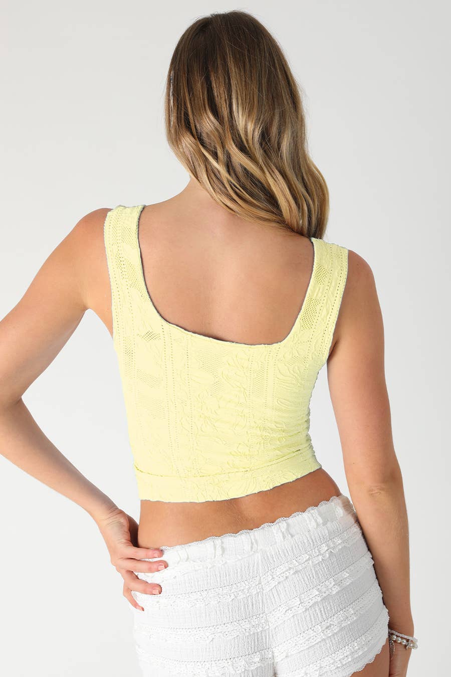 NIKIBIKI - Wholesale Knit Top - Women's - NS8396 - Double Lace Square Crop Top1