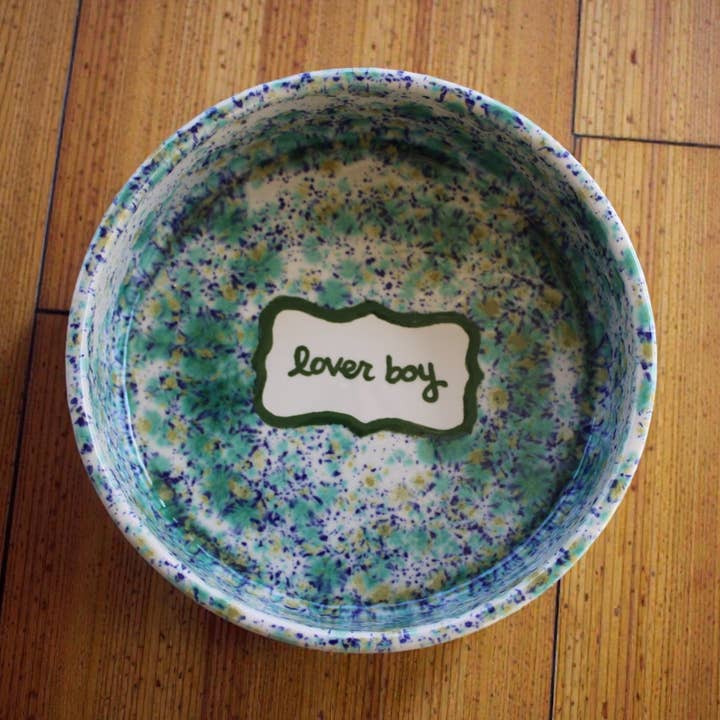 Hand-painted Custom Ceramic Dog Bowl for wholesale by Caitlin Rounds Antiques