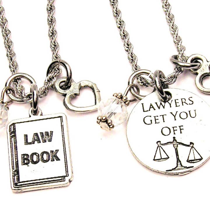 Chubby Chico Charms - Wholesale Jewelry Set - Lawyers Get You Off Set Of 2 Rope Chain Necklaces Attorney