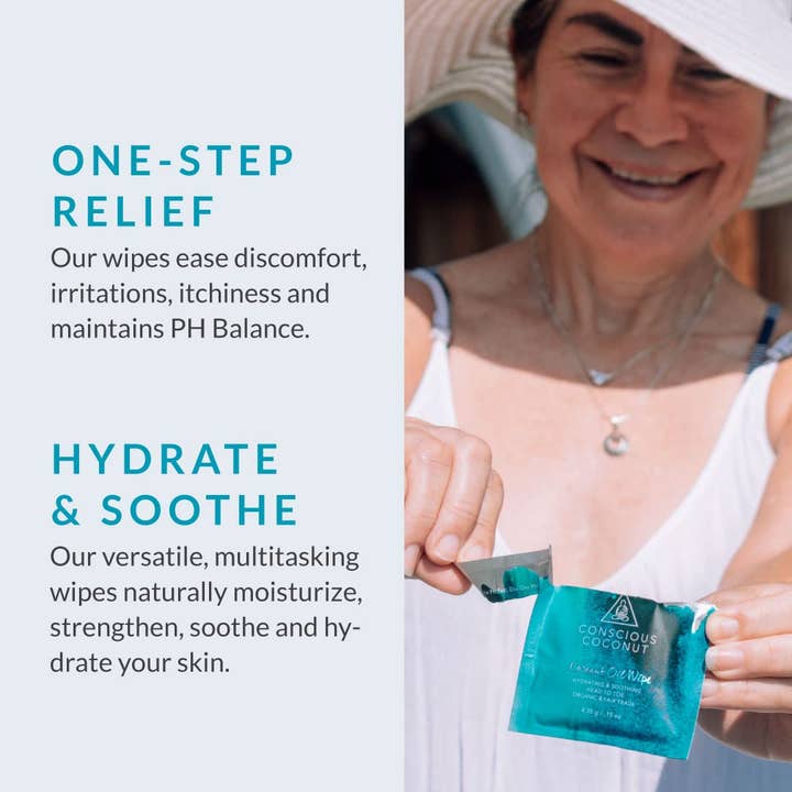 Conscious Coconut - Wholesale Intimate cleanser/wipe - Feminine Health Coconut Oil Wipes (Pouch of 10)4