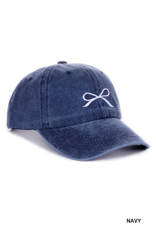 42POPS - Wholesale Baseball Cap - Women's - `.SI-26368 Coquette Ribbon Bow Embroidery Washed Hat2