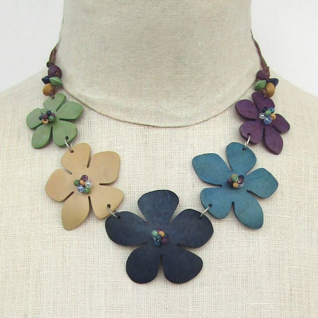 Linnea soft colored flower necklace for wholesale by Katie and Company