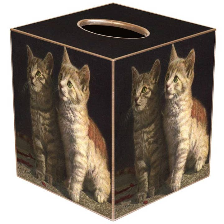 Funda para caja de pañuelos con diseño de dos gatitos para venta al por mayor de Marye-Kelley