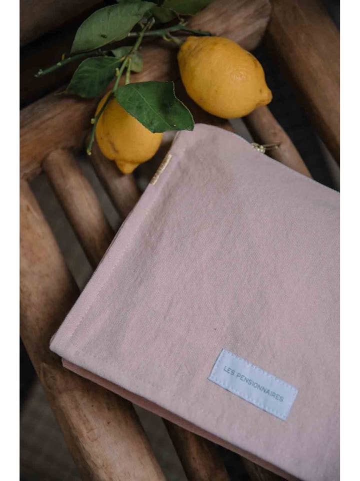 Delicate Pink Organic Cotton Canvas Toiletry Bag for wholesale by Les Pensionnaires