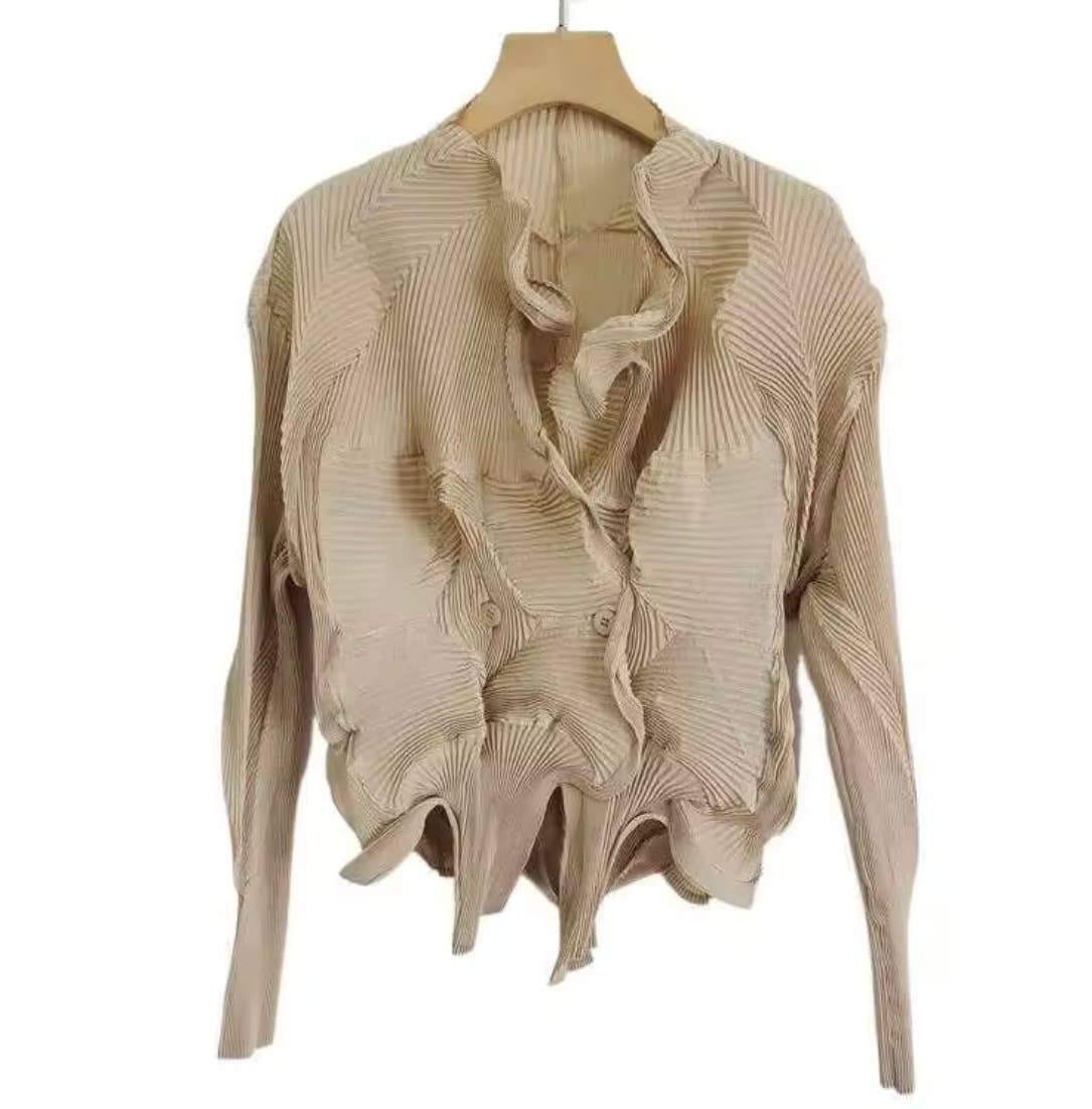 Luxe & Leather by Madonna & Co - Wholesale Bomber Jacket - Women's - Pleated Shirt-Jacket1