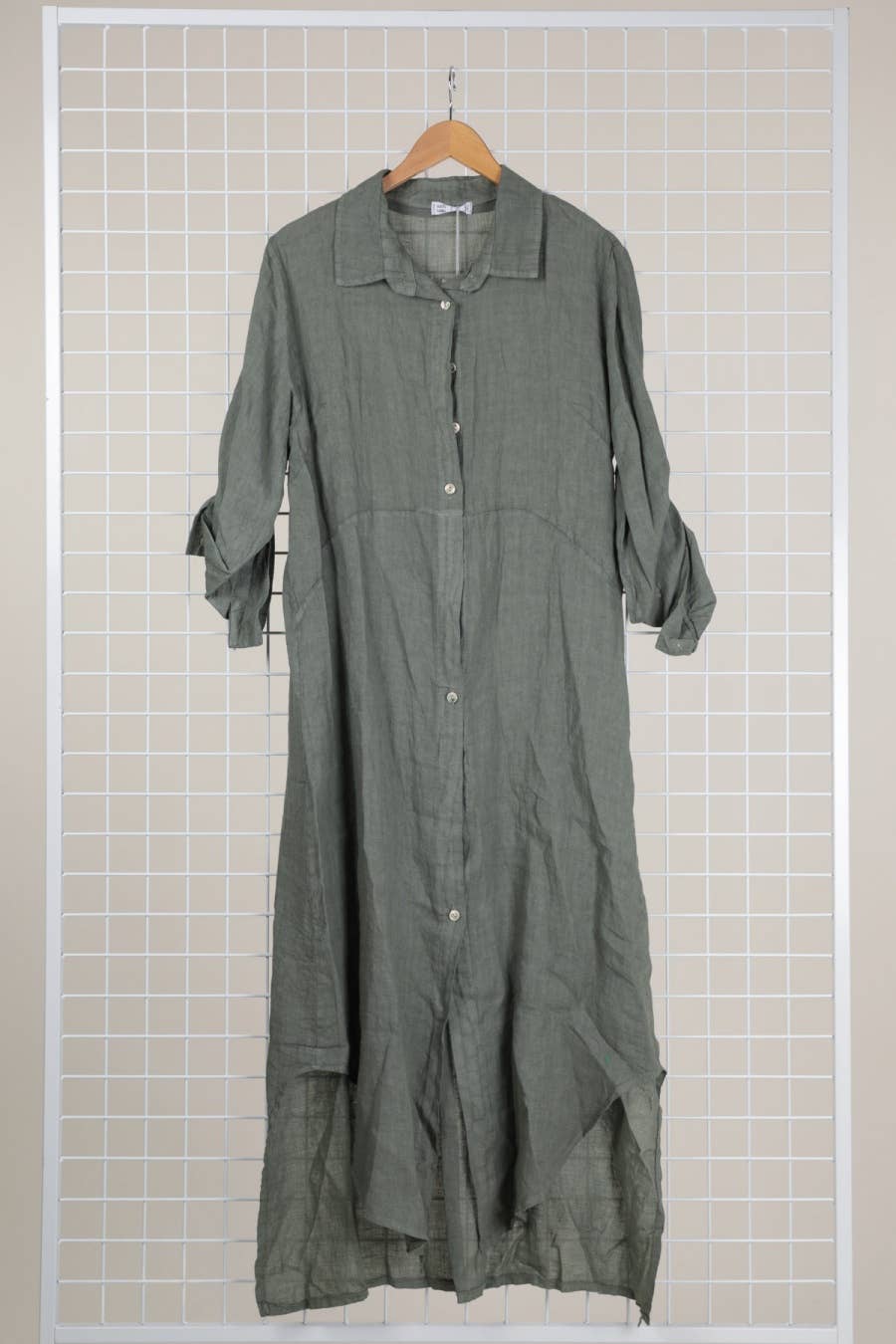 la maison des fibres naturelles - Wholesale Button Down Shirt - Women's - Long shirt dress 68036 100% LINEN14
