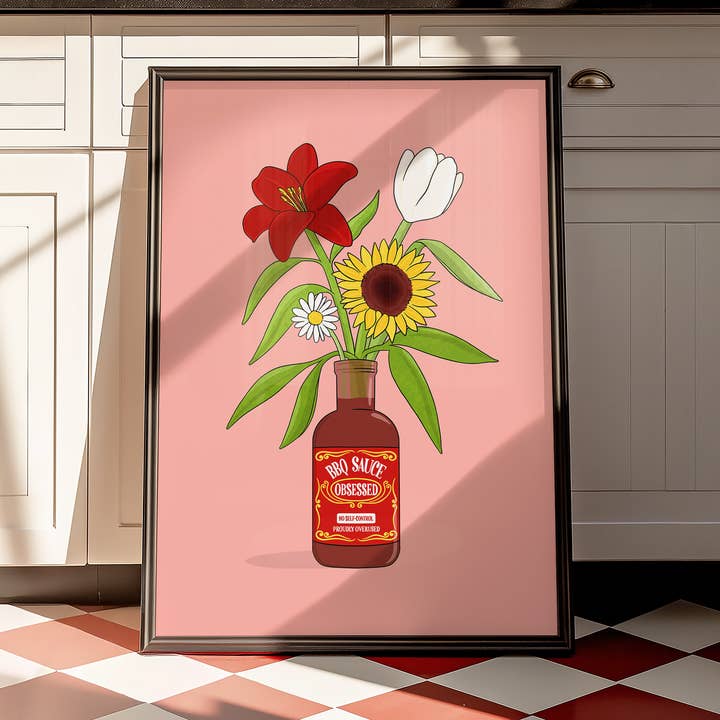 BBQ Sauce Illustrated Print for wholesale by Laura Frances Heitzman