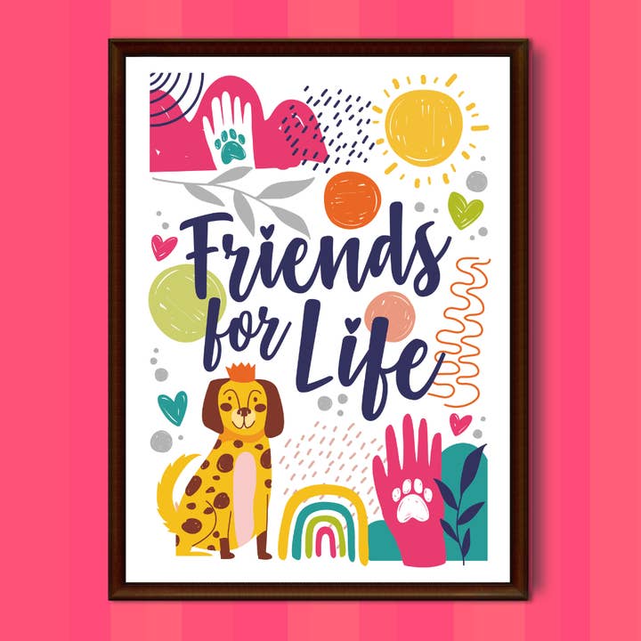 Friends for Life – Hund-Wandkunstdruck für den Großhandel von Scoff Paper