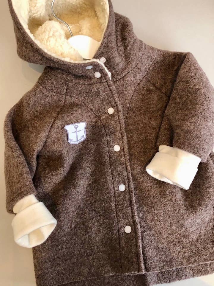 pigeon Children's Walking Jacket Dove – with Hood & Anchor Embroidery for wholesale on Faire1